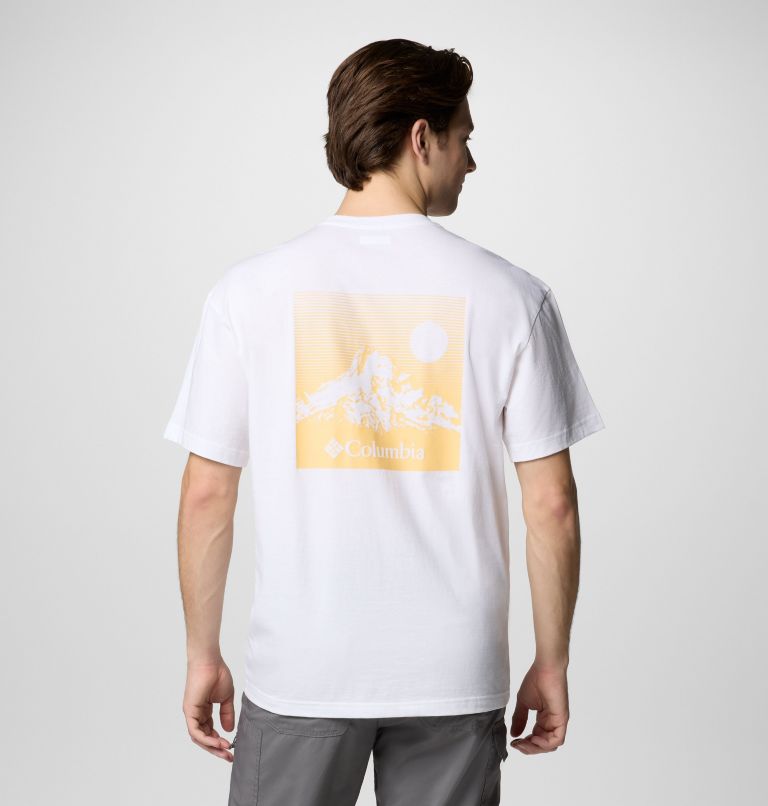 Men's Black Butte Organic Cotton Graphic T-Shirt, Color: White, Linear View, image 1