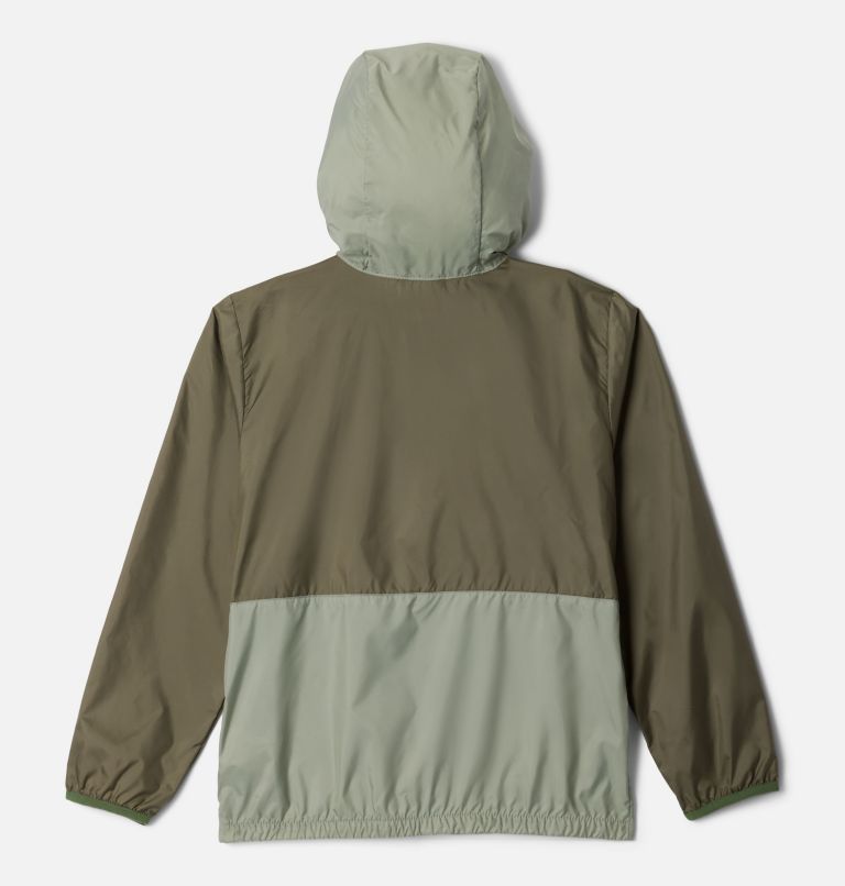 Youth Back Bowl II Hooded Windbreaker, Color: Stone Green, Safari, Canteen, image 2