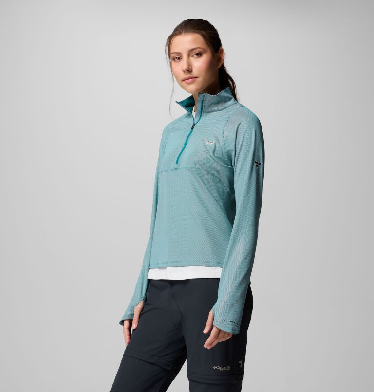 Haut Technique Demi-zip Summit Valley Femme, Color: River Blue, image 3